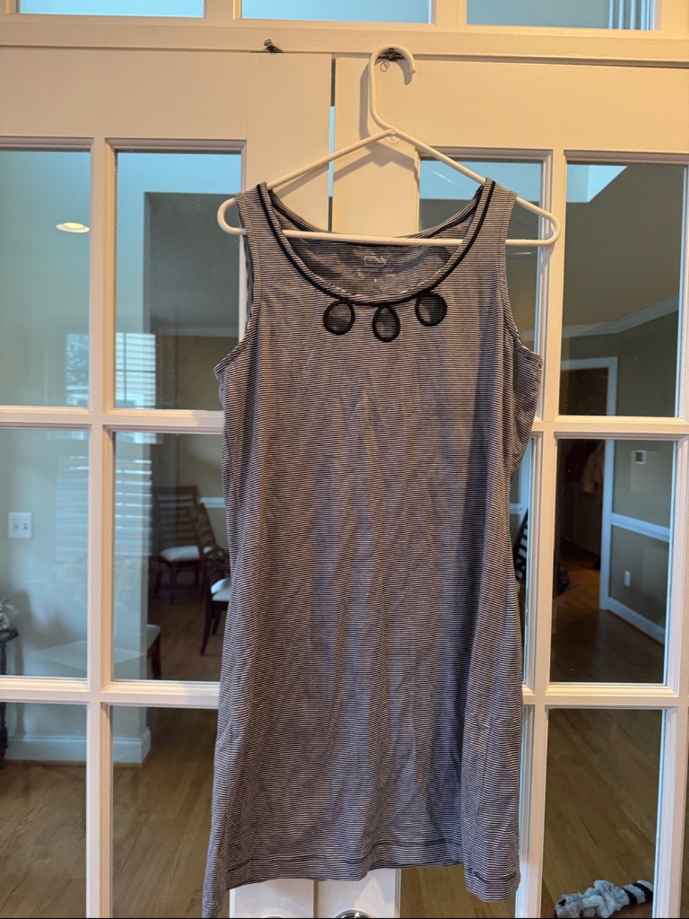 Vineyard Vines Black and White Striped Sleeveless Shift Dress
